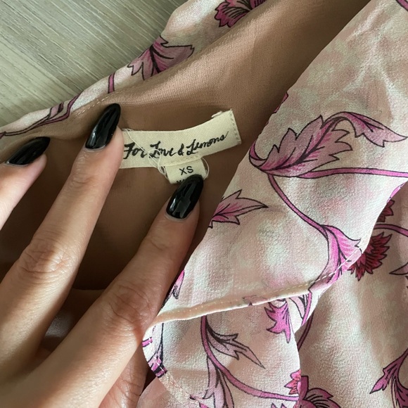 For Love & Lemons Agnes Pink Floral One Shoulder Asymmetrical Dress - Picture 5 of 5